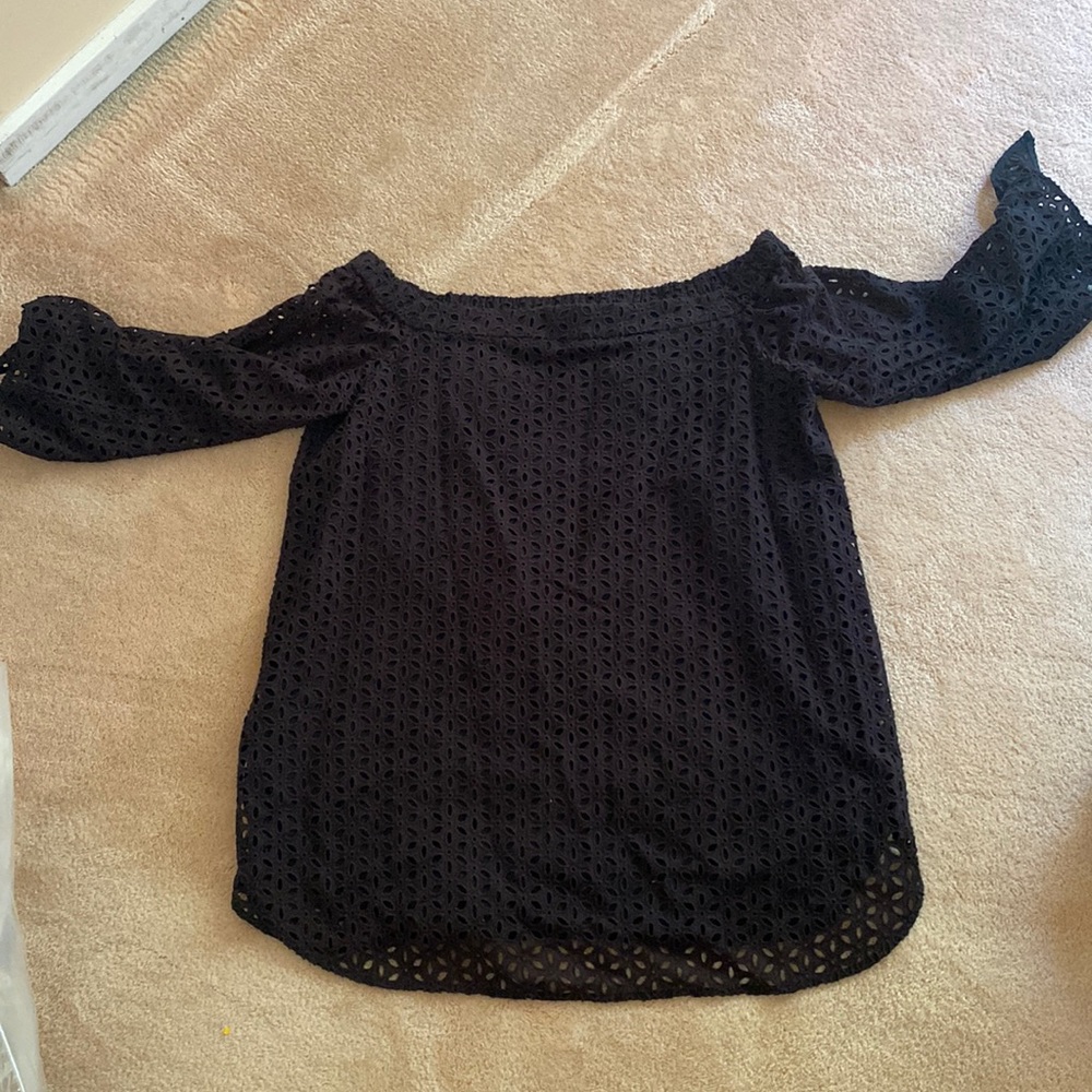 Tibi Eyelet Off Shoulder Top Size 12 Antonina - Picture 2 of 6